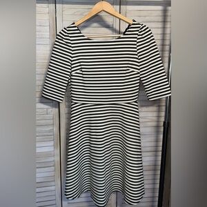 NWT Pixley Kathy Striped Fit & Flare Dress Stitch Fix Black White Medium